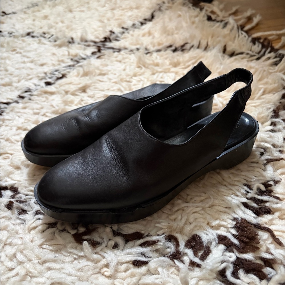 Robert Clergerie Paris 90’s Black Leather Slingback Flatform shoes